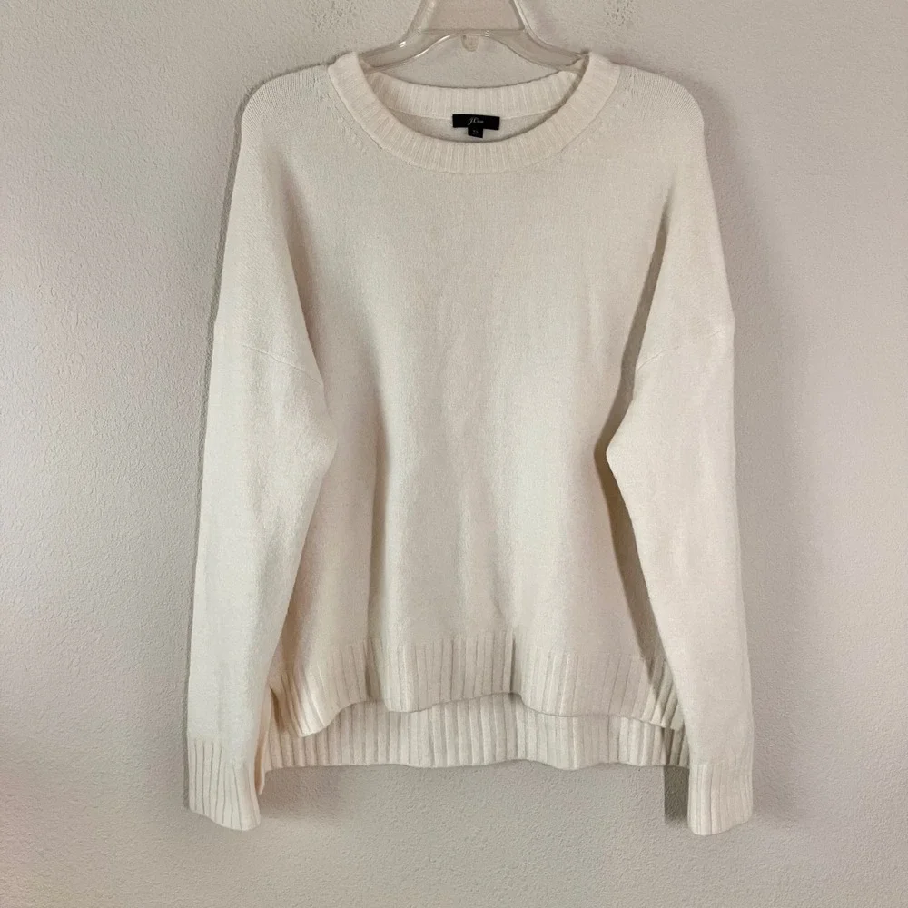 J. CREW Wool Alpaca Blend Sweater XL Quiet Luxury Fisherman Core Academia Ivory
